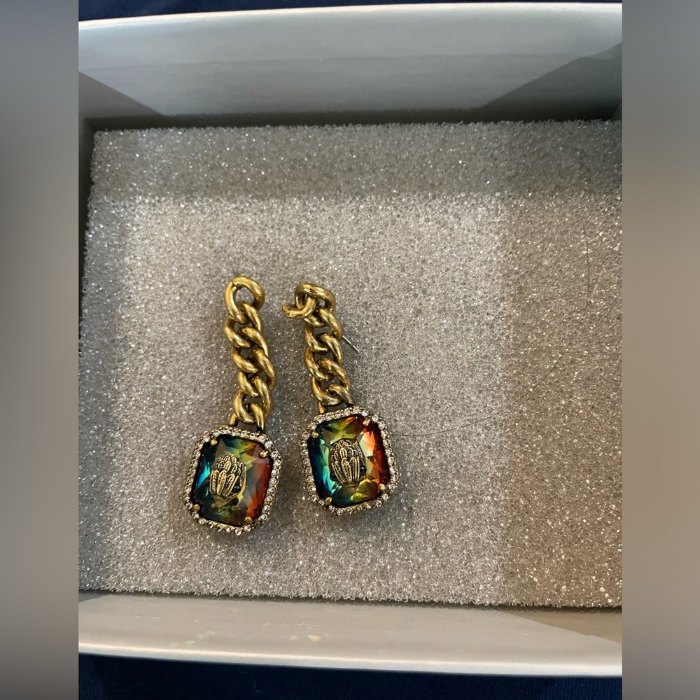 Rainbow Crystal Charm Earrings. Kurt Geiger